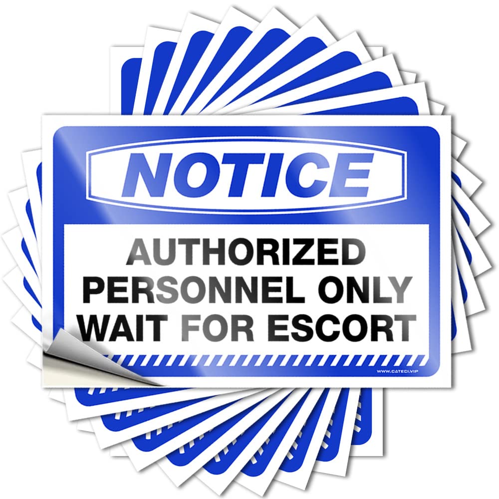 Fzfn Men's Colour Aesthetic, Decals Water Notice Authorized Personnel Only Wait For Escort | Travel Outdoor Camping Accessories(8X12cm)