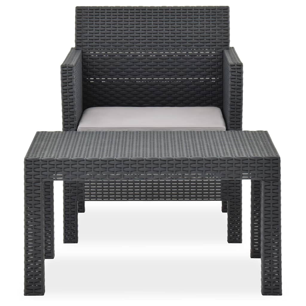 Salon de jardin 2 pièces en rotin PP anthracite pour votre balcon