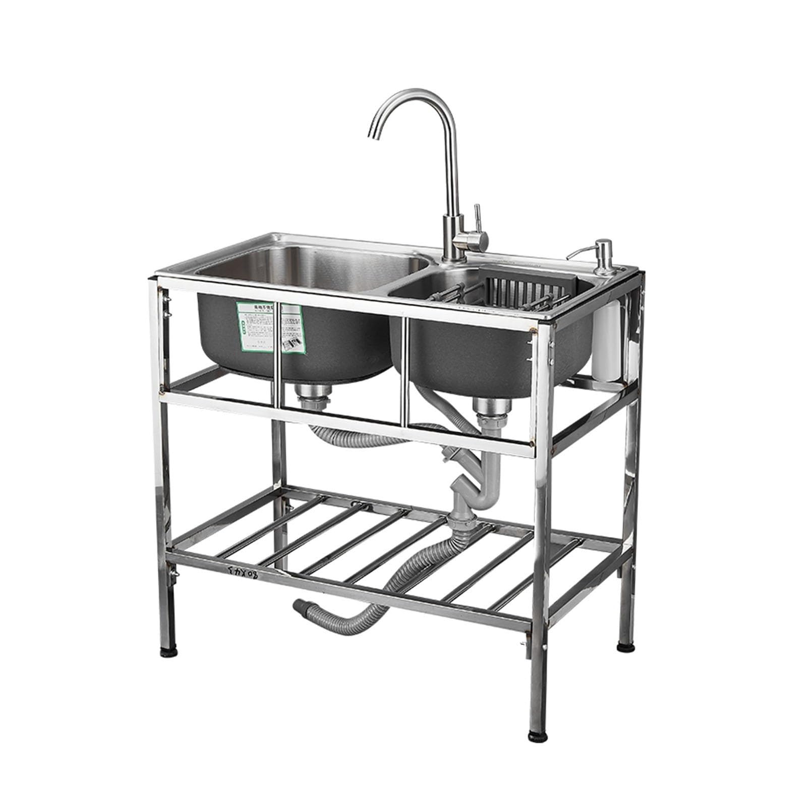 TAXXII Sink Stainless Steel Commercial Restaurant Kitchen Outdoor Freestanding Utility Single Bowl Faucet for Laundry Room,UTI