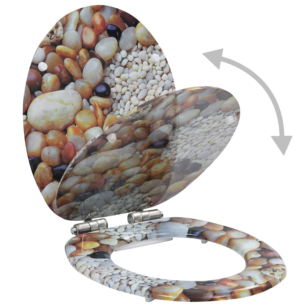 Homgoday Deski sedesowe 2 szt. z miękkimi pokrywkami MDF Pebbles Design osprzęt do toalet i bidetów