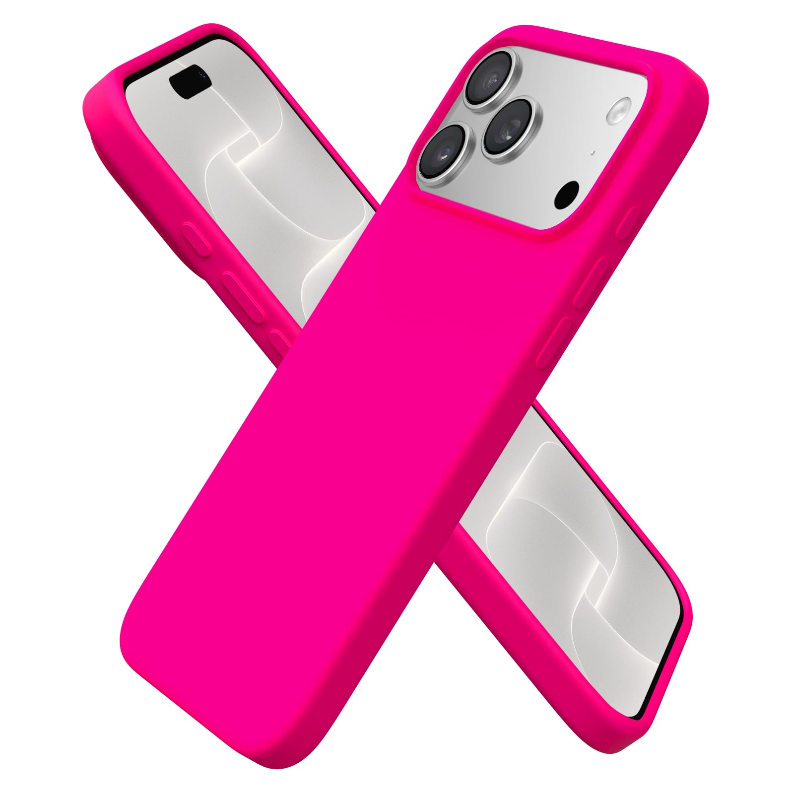 ORNARTO Cover per iPhone 18 Pro Silicone Morbido Antiurto,Rosa vivace | Silicone liquido premium,Protezione completa,Finitura morbida al tatto,Rivestimento in microfibra antigraffio,Slim fit
