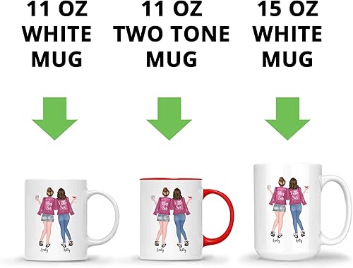 Miniatura 12 de Gossby Taza de café personalizada para hermana, regalo personalizado con diseño, nombre, 11 onzas, 15 onzas, cumpleaños, Navidad, regalo de larga 3