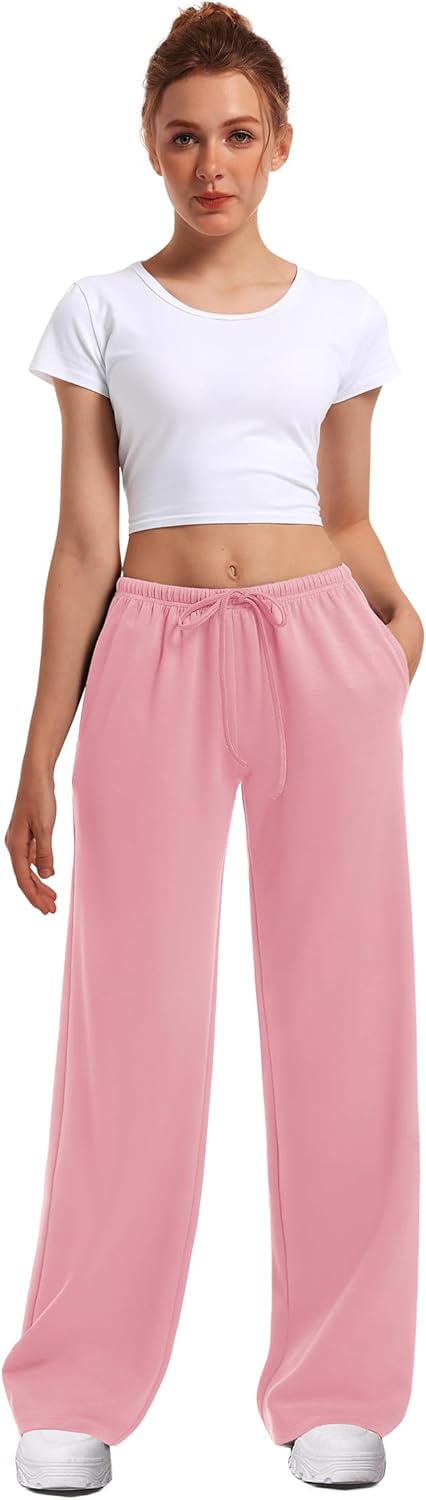 HeSaYep Women's Wide Leg Sweatpants Straight Leg Lowrise Sweat Pants Drawstring Elastic Low Waist Pants with Pockets - Image 6