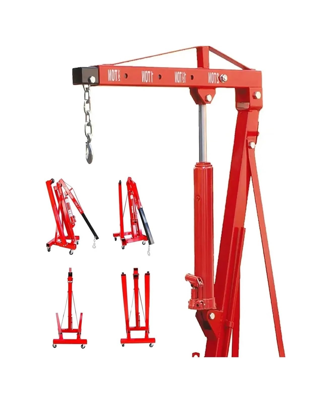 podnośnik Składany silnik hydrauliczny Silnik Podnośnik silnikowy Podnośnik do zbierania wiśni Żurawie sklepowe Podnośnik Czerwony dźwig warsztatowy Udźwig 4000 funtów Heavy-Duty podnośników manewrowy