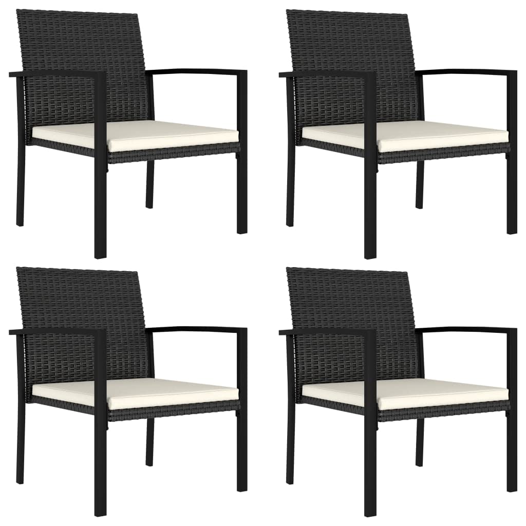 vidaXL 4X Sillas de Comedor de Jardín Asiento Mobiliario Muebles Salón Sala de Estar Patio Terraza Balcón Hogar Cómodo Respaldo Ratán Sintético Negro
