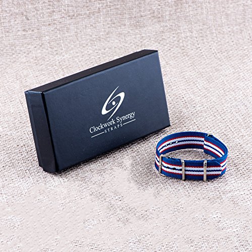 Image of Clockwork Synergy Classic Ballistic - 18mm Royal Blue /Red /White Nylon Ballistic Watch Strap Band