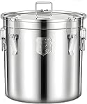 304 Stainless Steel Kitchen Airtight Canister with Lids Lock 6L/1.5 Gal | 192oz Dog Food Storage Container Small Metal Bucket for Food Storage Container Rice, Flour, Grain, Coffee Bean