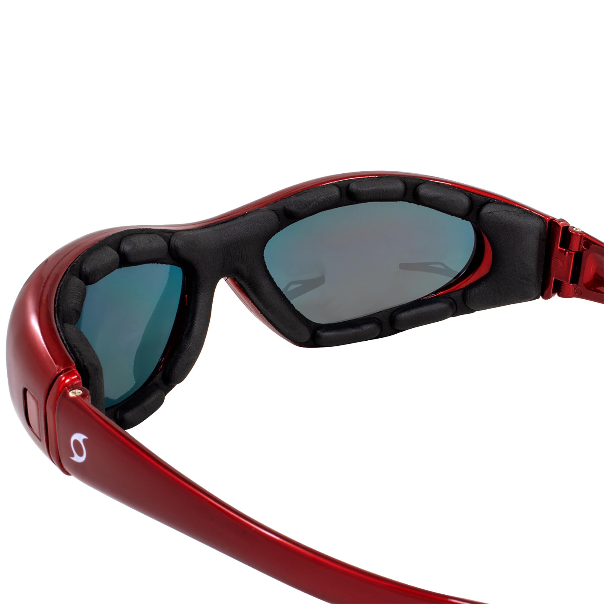 Hurricane Eyewear Categoria 5 Jet Ski Water-Sport Galleggiante 2 in 1 Occhiali da sole e maschera Montatura rossa con lenti a specchio rosse