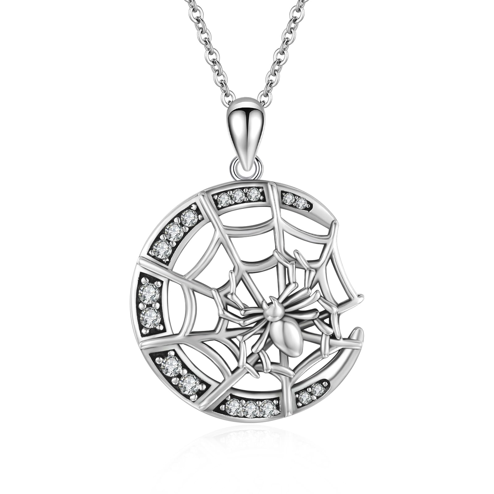 TRISHULA Gotische Kette 925 Sterling Silber Spinnennetz/Geister/Kürbis Anhänger Gotische Anhänger Gotische Schmuck Geschenk für Herren Halloween Tag