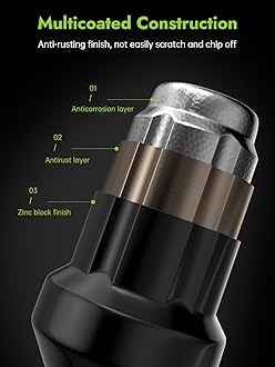 M12x1.5 Spline Lug Nuts - Replacement for Honda Accord CRV Civic Pilot Chevy Impala Malibu Acura Aftermarket Wheel, Black 20pc 6 Point Closed End Short Nuts with 1 Socket Key