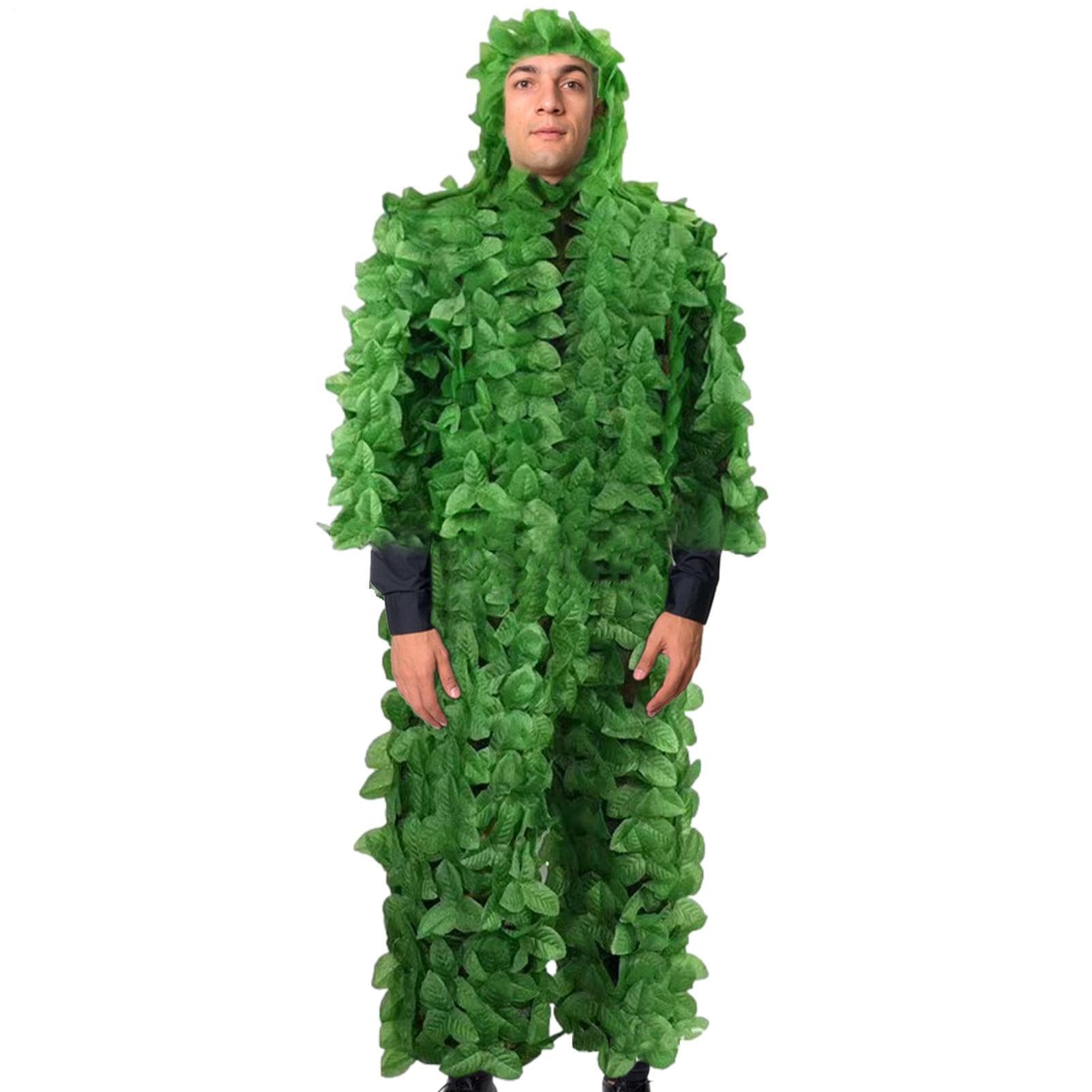 Ghillie Suit da uomo - Mimetica verde foresta per movimenti silenziosi, attrezzatura da caccia nella foresta | Tuta Gilly per fotografia naturalistica, birdwatching, Halloween, stanza per bamb