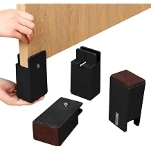 Ezprotekt Adjustable Bed and Furniture Risers with Screw Clamp, 4 Inch Heavy Duty Sofa Tables Chair Risers, fit Square/Round Chair Leg Diameter from 0'' 1.5'', Supports 20,000 lbs Black, 4 Pack
