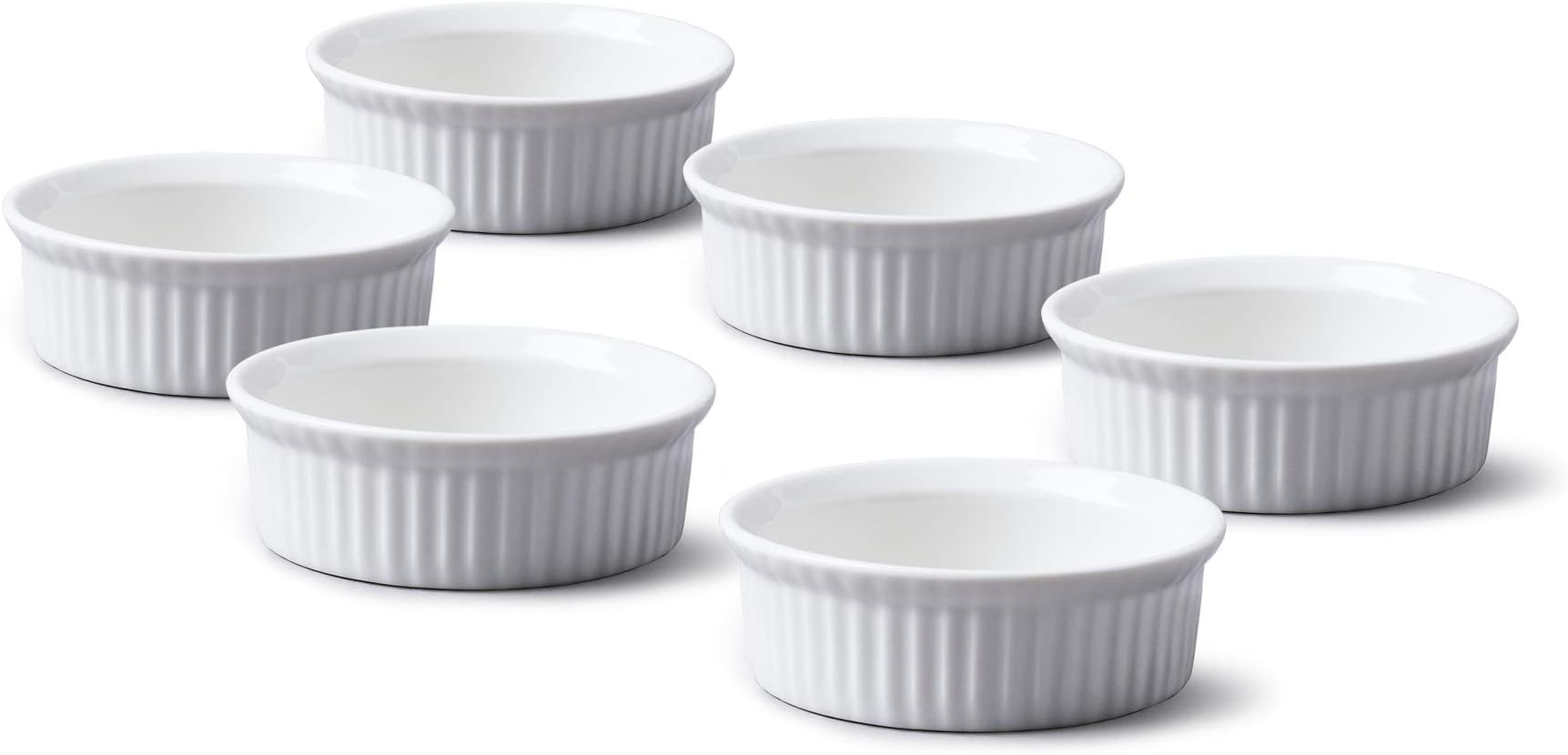 WM Bartleet & Sons 1750 TSET43 Set of 6 Traditional Porcelain Mini Ramekins 6.5cm Diameter with – White