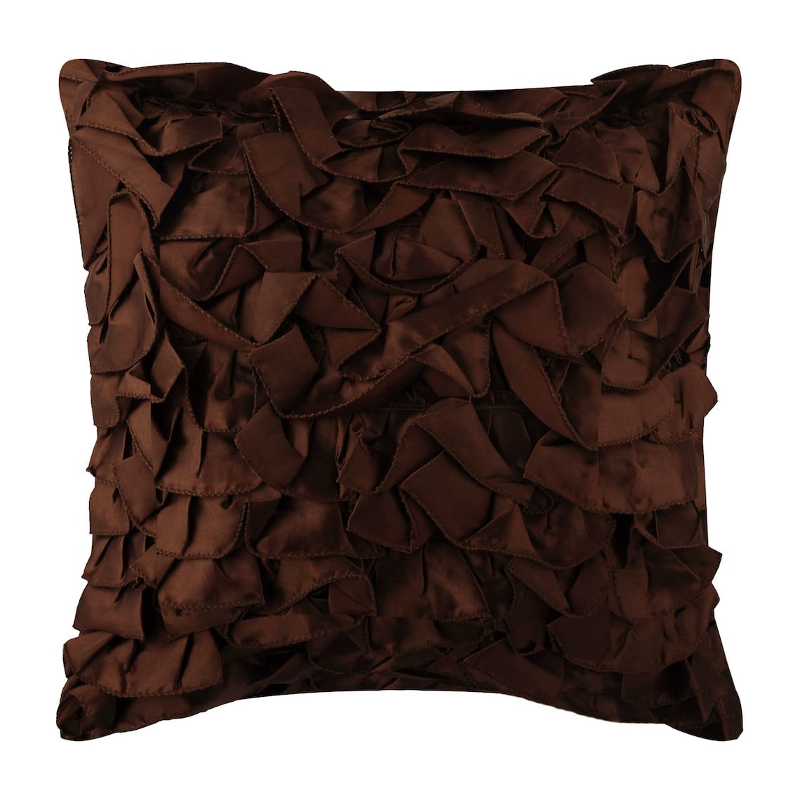 The HomeCentric Dark Brown Cushion Cover, Vintage Style Ruffles Shabby Chic Cushion Cover, Cushion Cover Pack of 2, 50x50 cm (20"x20") Solid Modern, Satin Cushion Cover, Solid Color - Vintage Browns โ image 1