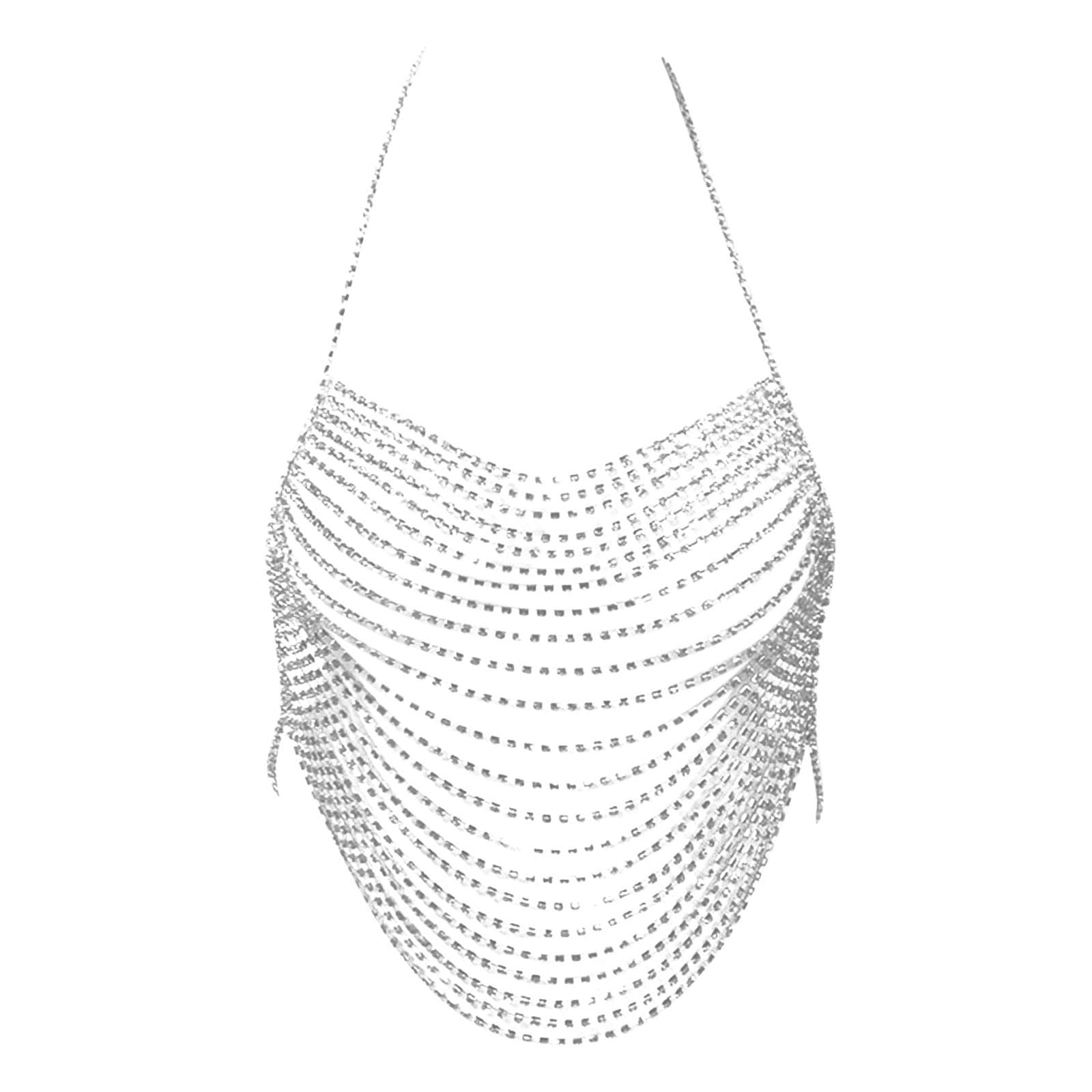 Nachtclub-Unterhemd Damen Sexy Crop Tops Ärmellose Shirts Wear Party Pailletten BH Top Quaste Schulter Kette Körper Kette BH Festival Party Club Camisole