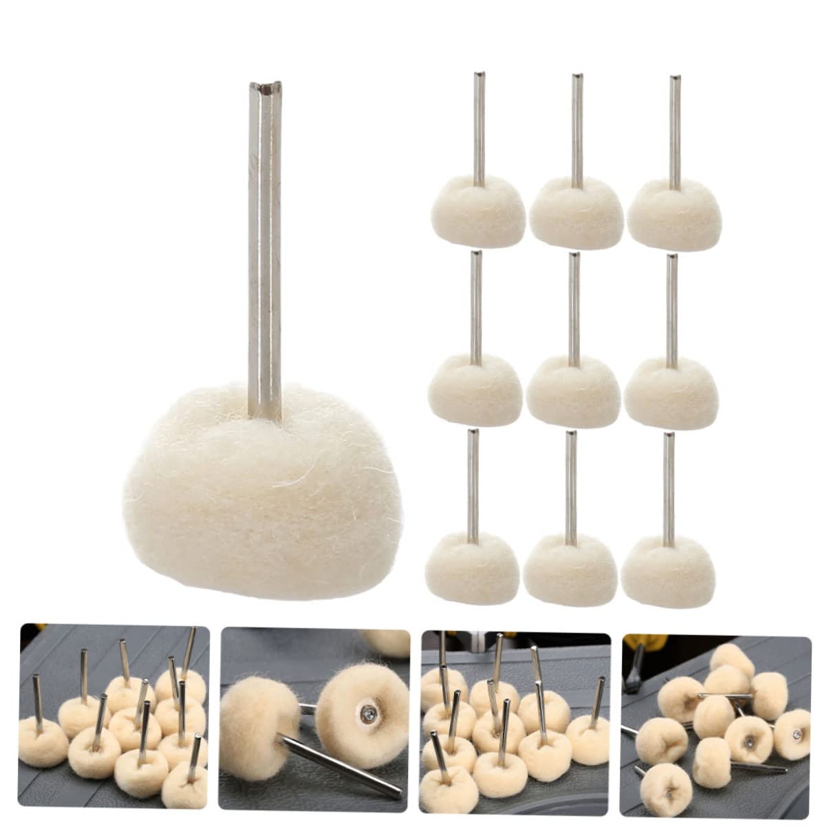 30pcs Wool Polishing Wheel Brush Heads for Jewelry Cotton Buffing Tools for Watch Craft Polishing Tasks
