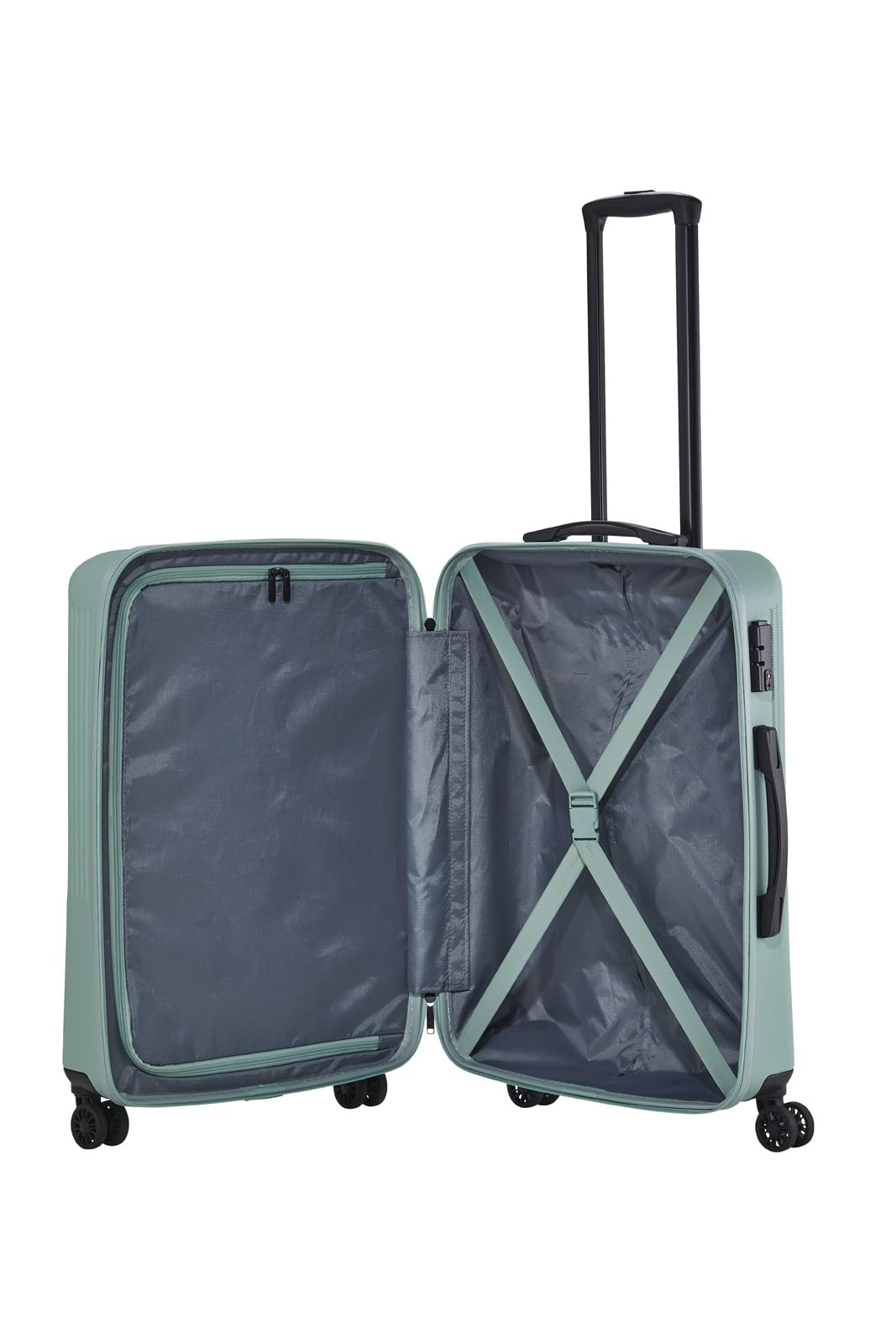 Travelite Zestaw walizek na 4 koła, 3-częściowy, rozmiary L/M/S, seria bagażowa Bali: ABS twarda obudowa na kółkach, miętowy, Trolley Größe M (67 cm), Twarda obudowa na kółkach z 4 kółkami