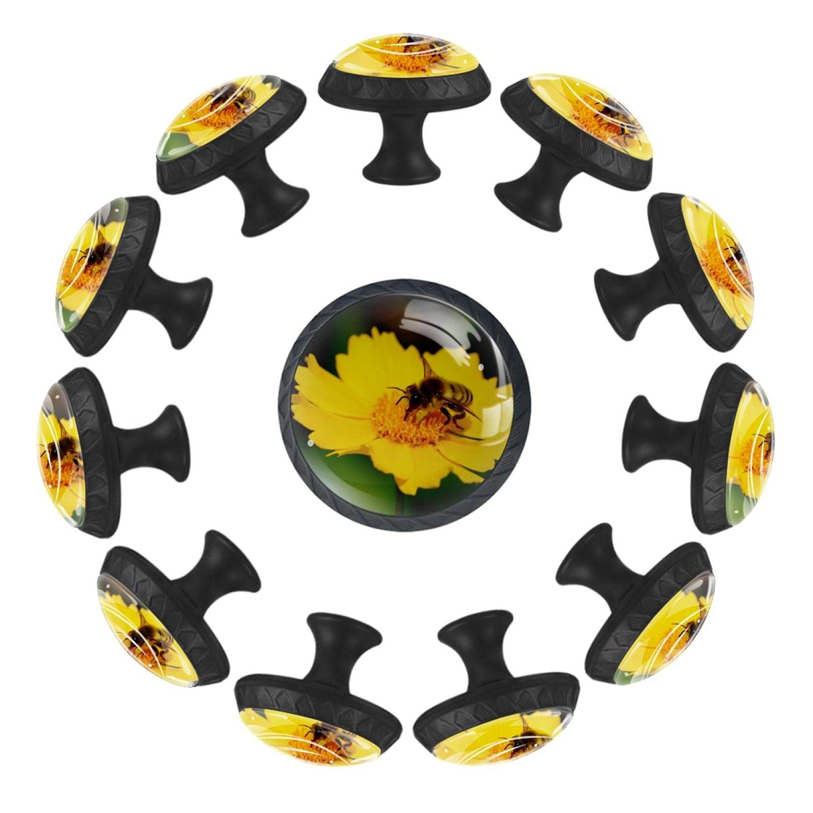 Boutons de tiroir abeille 35mm Lot de 12 poignées rondes en métal pour commode