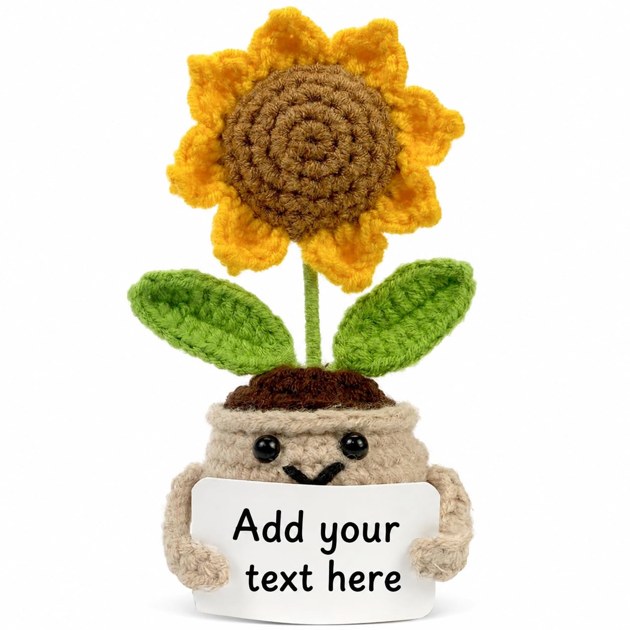DUCHESS Mini Positive Crochet Sunflower, Cute Toys Cheer Up Gifts for Women, Crochet Doll with Optimistic Card for Birthday Gifts, Ideas for Friend Coworker and Desk Decor-image-26