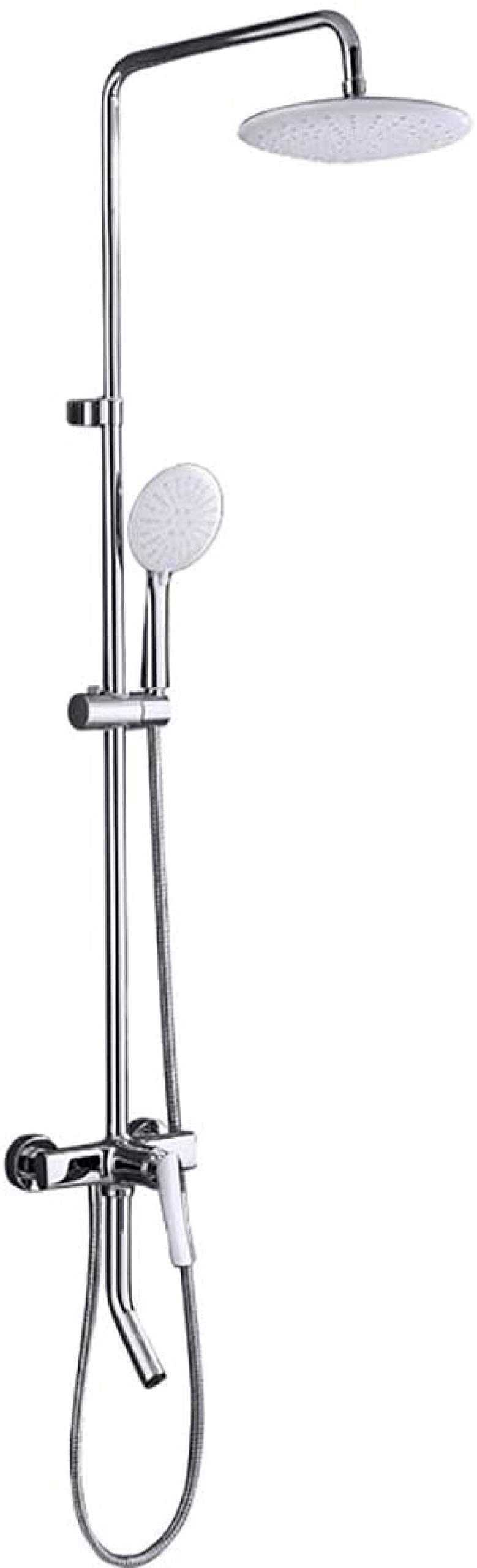Ensemble de douche double sortie avec grand pommeau effet pluie et douchette en chrome