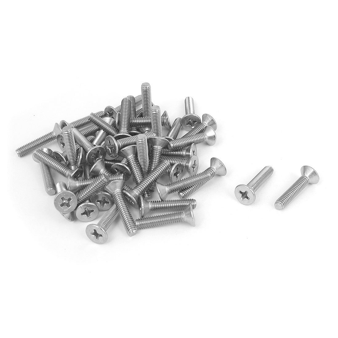 Uxcell Silver Sourcingmap M4 X 17Mm Phillips Flat Head Countersunk Bolts Machine Screws 50Pcs