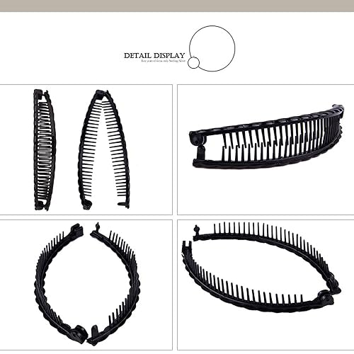 Miniatura 4 de Aaiffey 4 pinzas para el cabello de plátano herramientas de peines para el cabello grueso rizado accesorios para el cabello con cola de pez peines