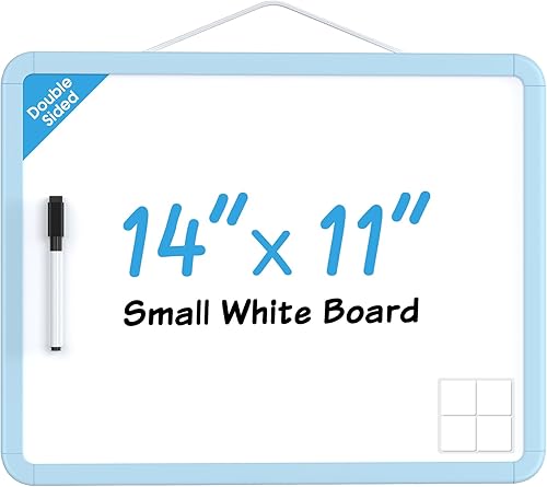 Vista 10 de MaxGear Pizarra pequeña de borrado en seco, pizarra blanca colgante de doble cara de 14 x 11 pulgadas para pared, mini pizarra blanca con 3 Blanco