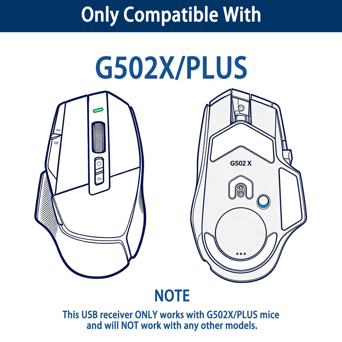 Ricevitore USB Wireless 2.4GHz Di Ricambio Per Mouse Logitech G502 LIGHTSPEED, Dongle In ABS, Plug And Play, Sostituto Perfetto Per Ricevitore Perso O Rotto