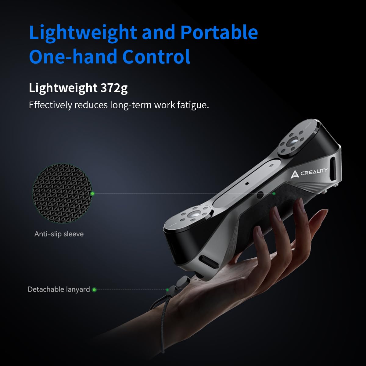 Creality Scanner 3D Raptor avec précision de qualité métrologique de 0,02 mm, 7 laser bleu, suivi anti-secousses, vitesse de numérisation jusqu'à 60 fps