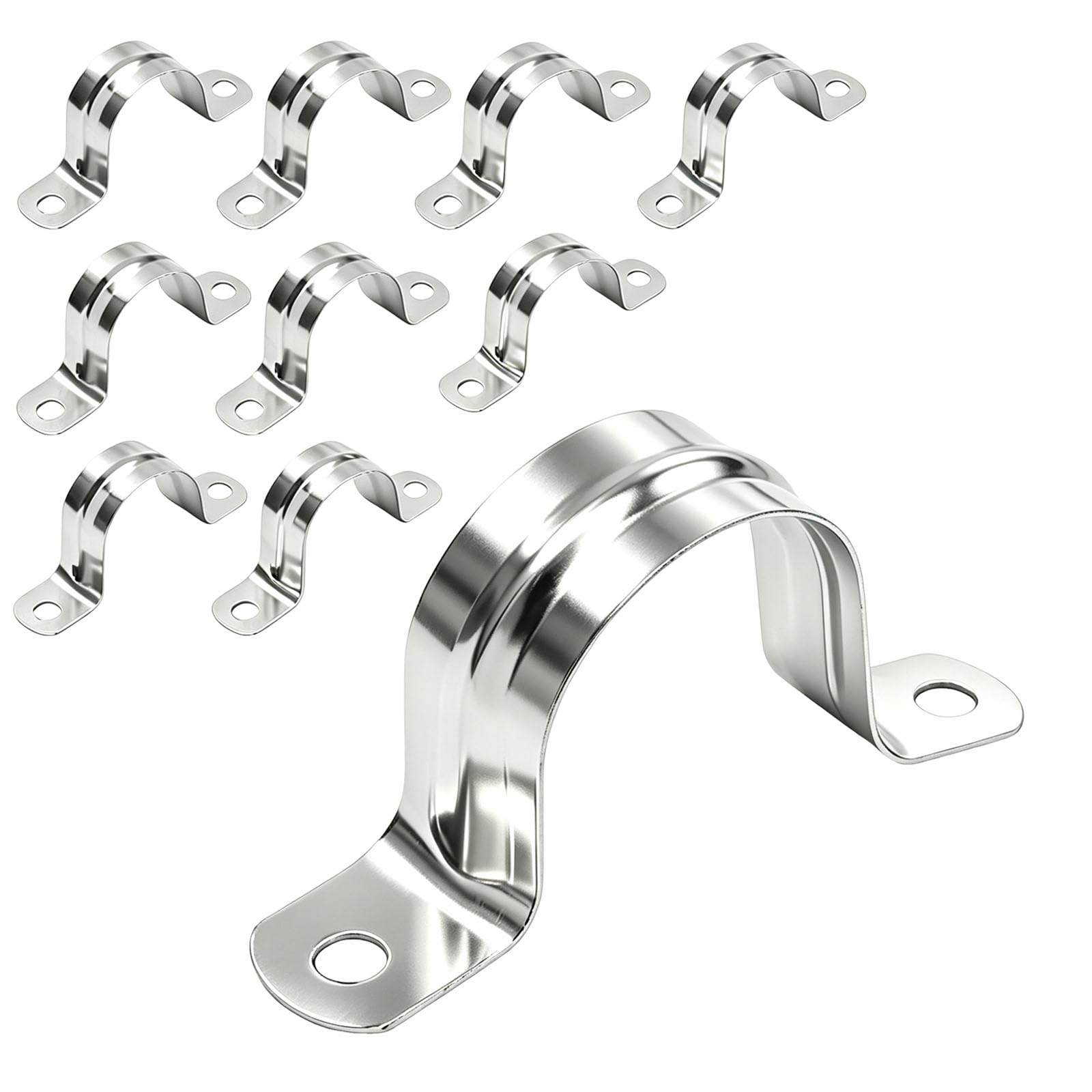 U Pipe Clamps 60 mm (2-3/8 Inch), 10 PCS 304 Stainless Steel Pipe Straps