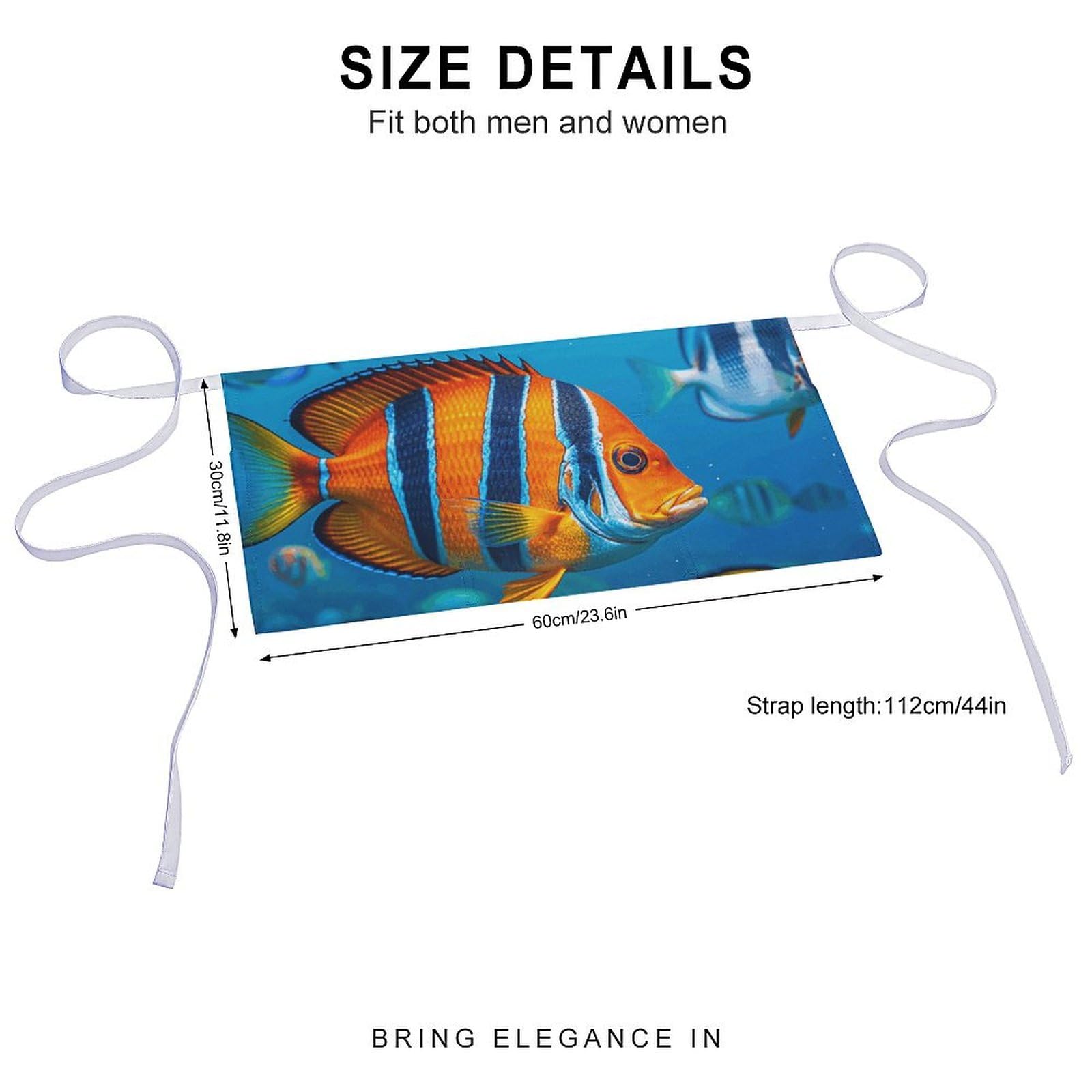 DJUETRUI Fishes Adjustable for Women Men with Pockets Extra Long Lab Apron Butcher Apron Oxford Cloth Cotton Apron for Kitchen Cooking Baking