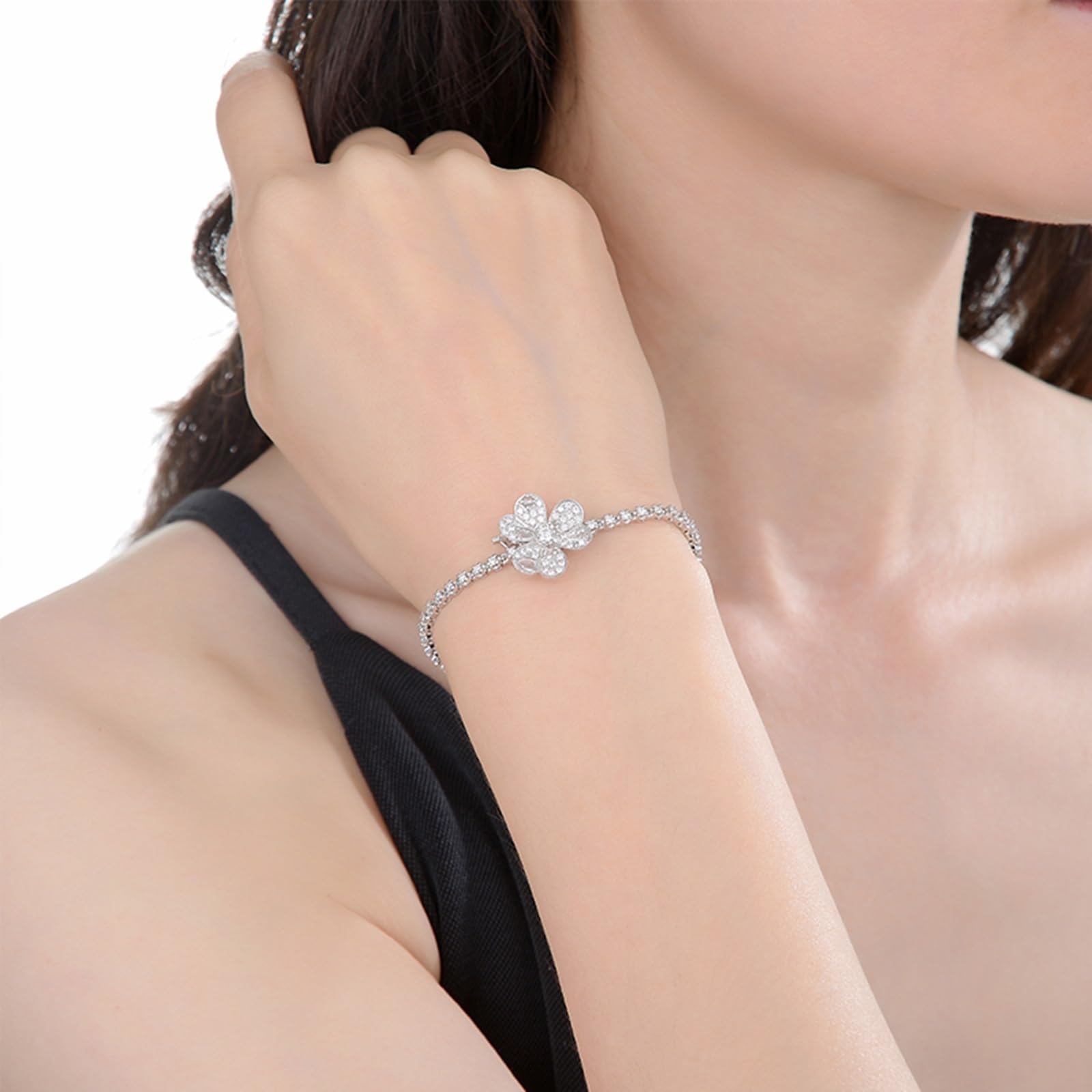 Bransoletka D białe złoto 750/585/375, bransoletka damska Moissanit 1.284ct 16-20 cm, bransoletka ślubna dla chłopaków