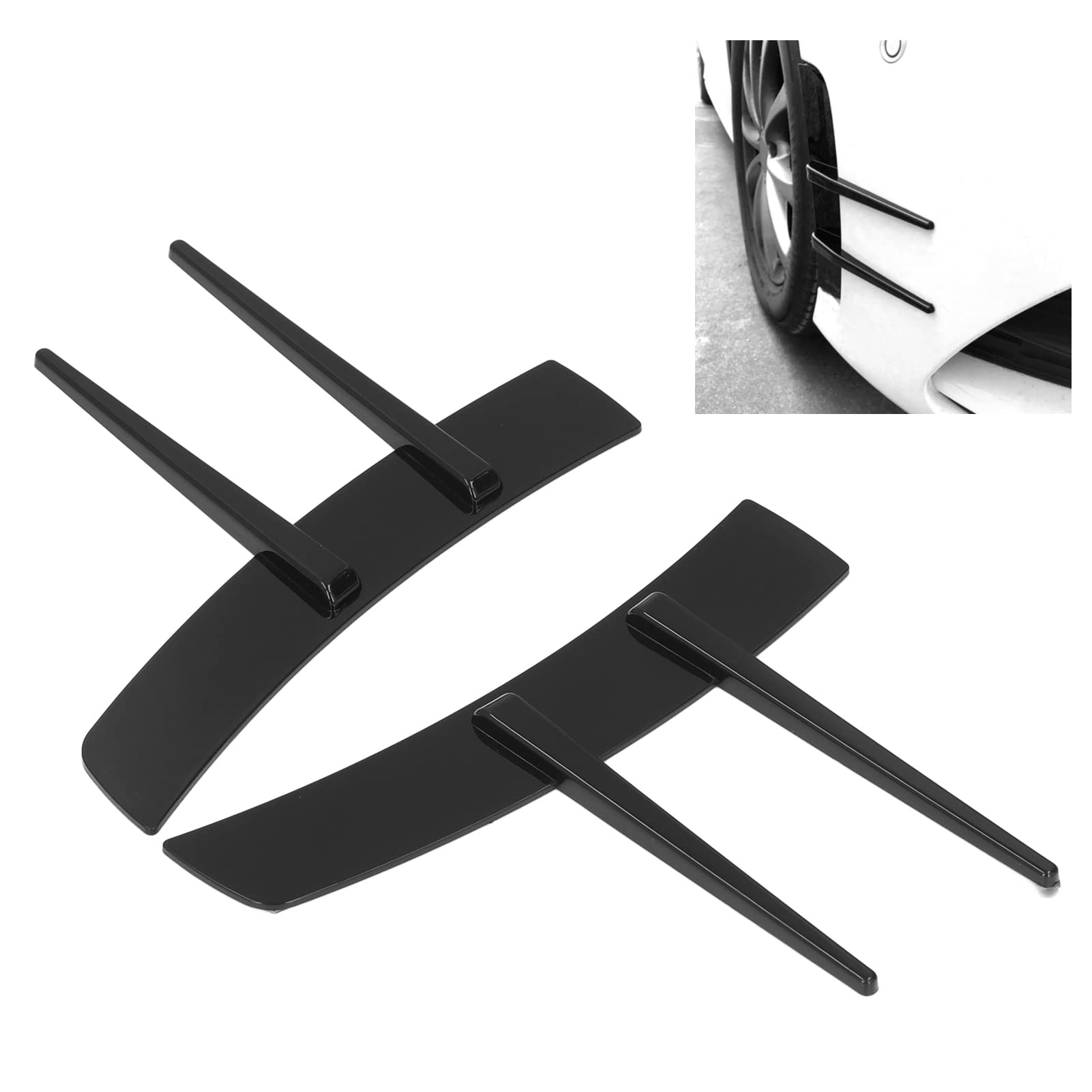 2Pcs Front Bumper Side Spoiler, Car Front Bumper Lip Splitter, Universal Gloss Black ABS Body Spoiler Canard Universal for Car