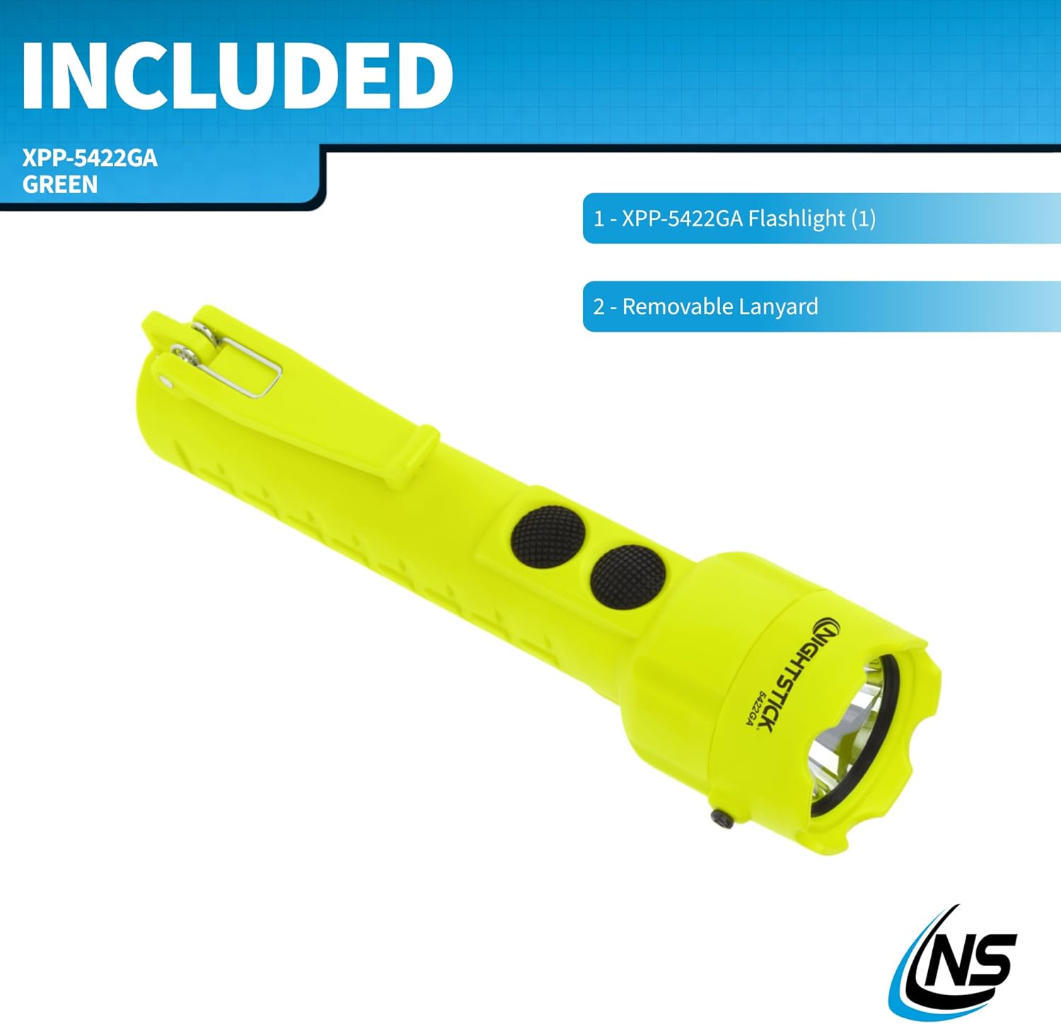 Nightstick XPP-5422GA Intrinsically Safe Dual-Light ATEX Zone 0 Flashlight, 3 AA, Green