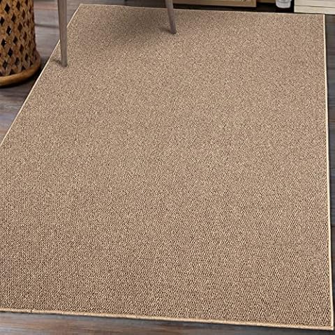 PURRUGS Machine Washable Area Rug, Indoor/Outdoor Olefin-Jute Blend Rug, Non-Skid/Slip Hand Woven Carpet for Living Room, Bedroom, Kitchen, Hallway and Patio Cover