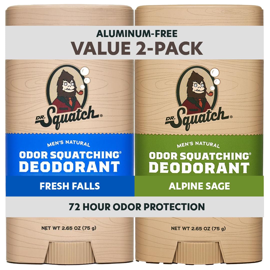 Natural Deodorant For Men – Odor-Squatching Men's Deodorant Aluminum Free - Alpine Sage + Fresh Falls 2.65 Ounce (Pack Of 2) Alpine Sage & Fresh Falls