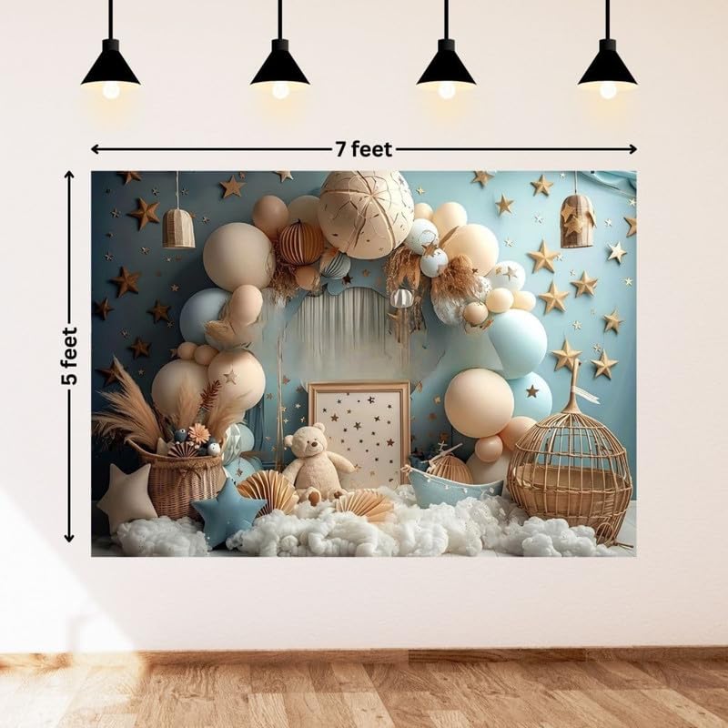 Image of Soft Pastel Balloon Backdrop with Decorations for Kids Birthday Party Event and Photo Background Setup