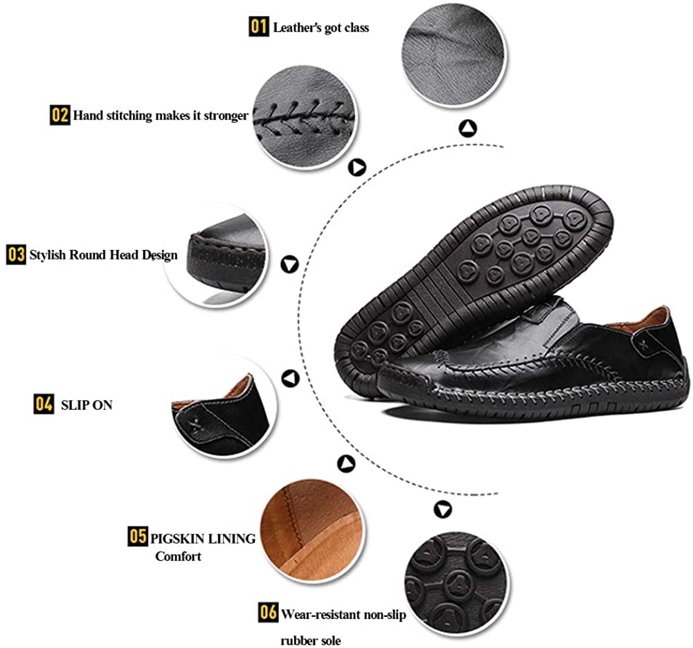 Asifn Mocasines Verano sin Cordones Zapatillas Hombre Cuero Casuales Zapatos Caballero Oficina Ligeras Ponerse Centavo Conducción Barco Vestido Formal