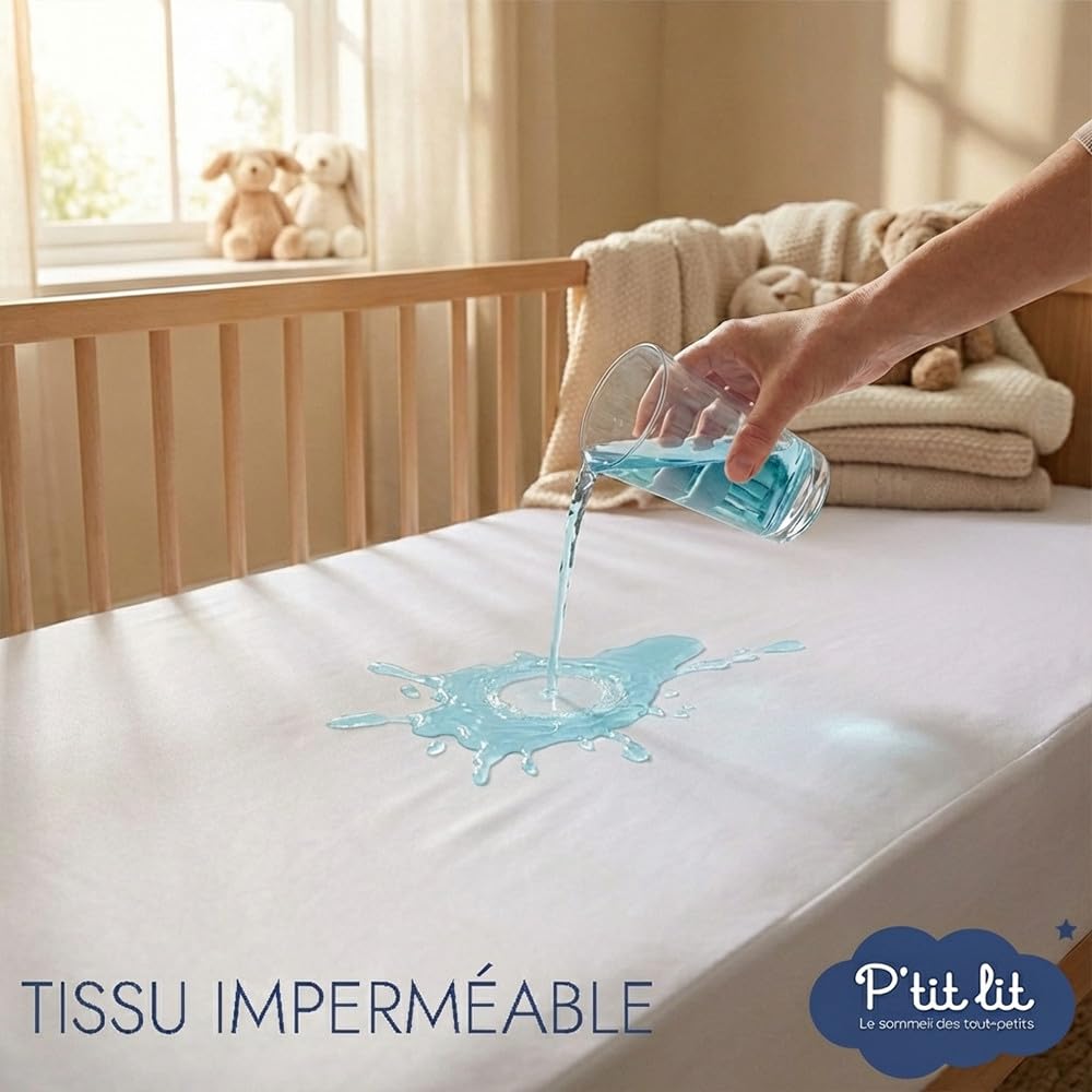 P'TIT LIT - Protège Matelas CODODO 50x85 cm - Alèse bébé imperméable - Lavable à 90°C - Respirant et Silencieux - sans Traitement Chimique - Entièrement élastiqué - Oeko-Tex - 4