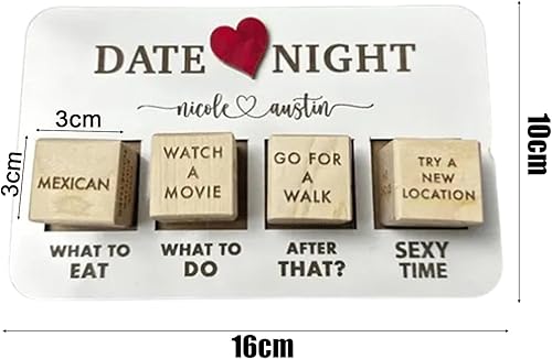 Miniatura 2 de Dados de noche de cita para parejas, divertidos dados de madera para citas, novios, parejas, regalos para el día de San Valentín, aniversarios,