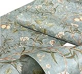 Amao Vintage Paper Self Adhesive Flower Trees Birds Wallpaper Sticker for Livingroom Bedroom Kitchen