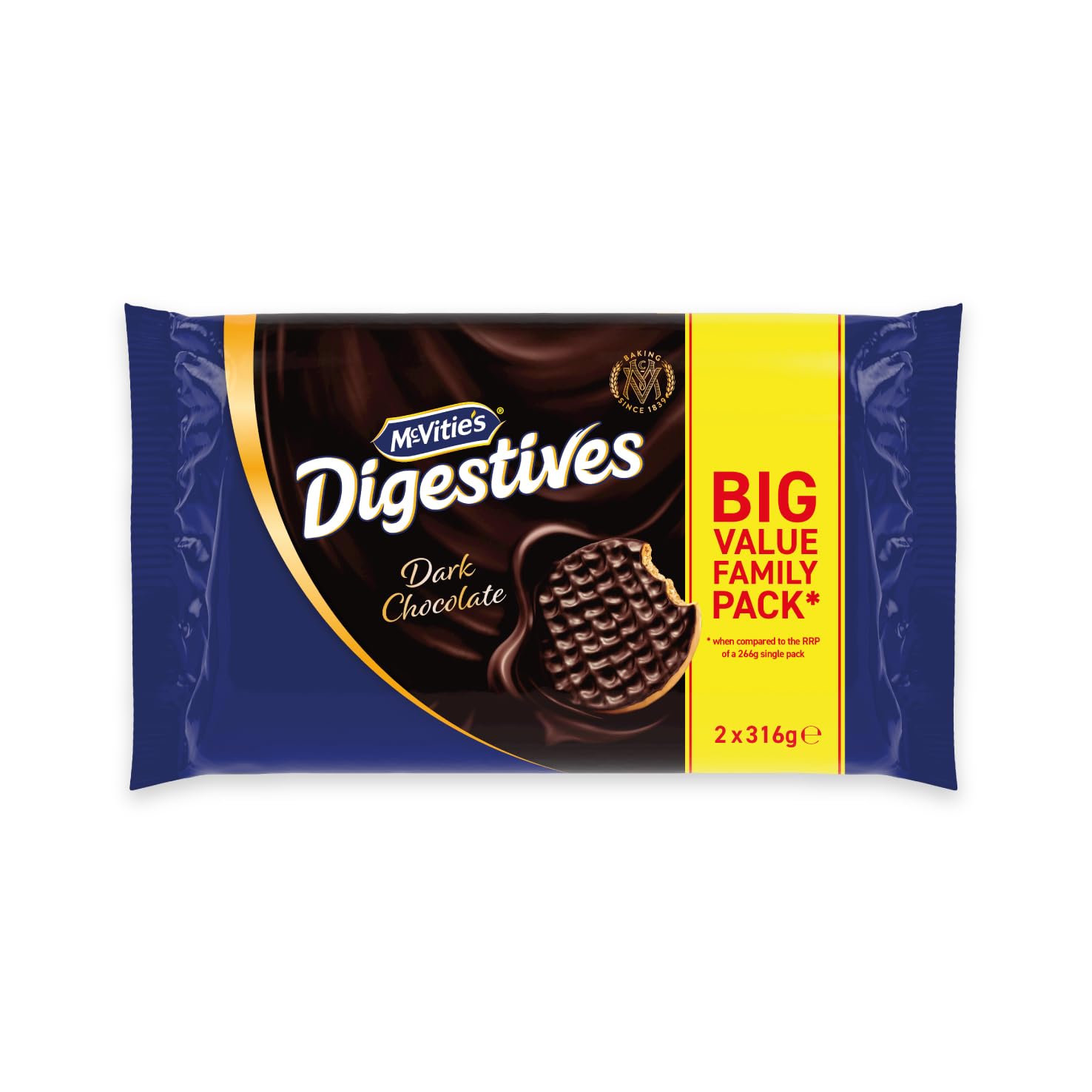 Digestives Dark Chocolate Biscuits Twin Pack 2 x 266 g, 532 g Total