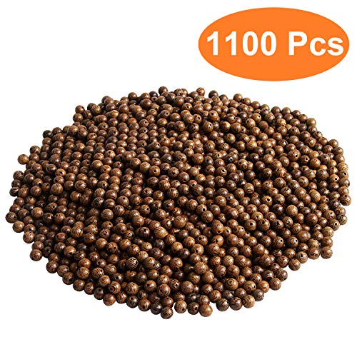 1100 PCS Wooden Beads for Crafts 8mm Dark Brown Natural Macrame Round Beads Bulk Beads for Bracelets and Necklace Jewelry Making