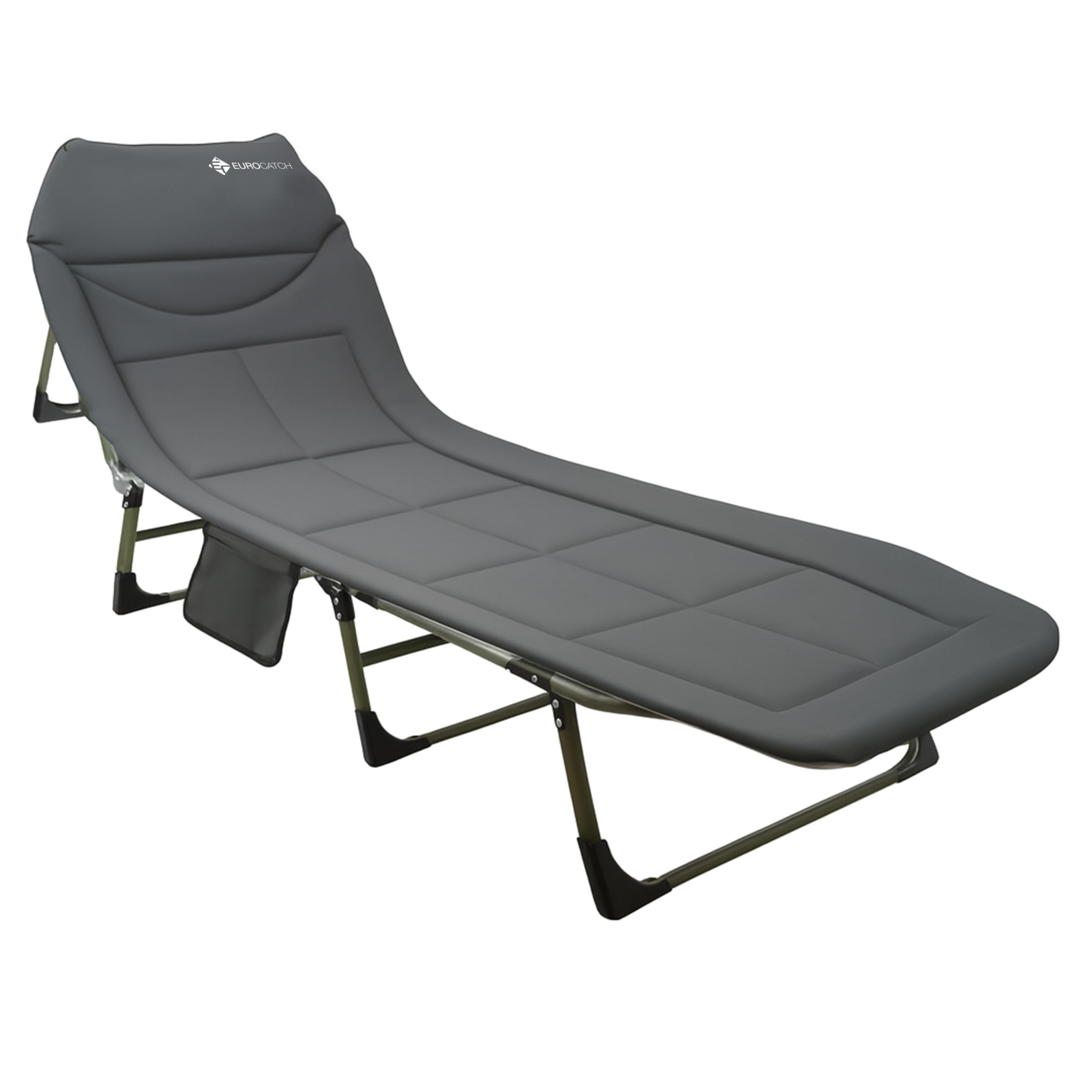 Lettino da pesca per carpa 6 Lettino pieghevole a 8 gambe con schienale regolabile a 5 posizioni, poggiatesta imbottito, tasca laterale e meccanismo pieghevole 6 195x65x27 cm