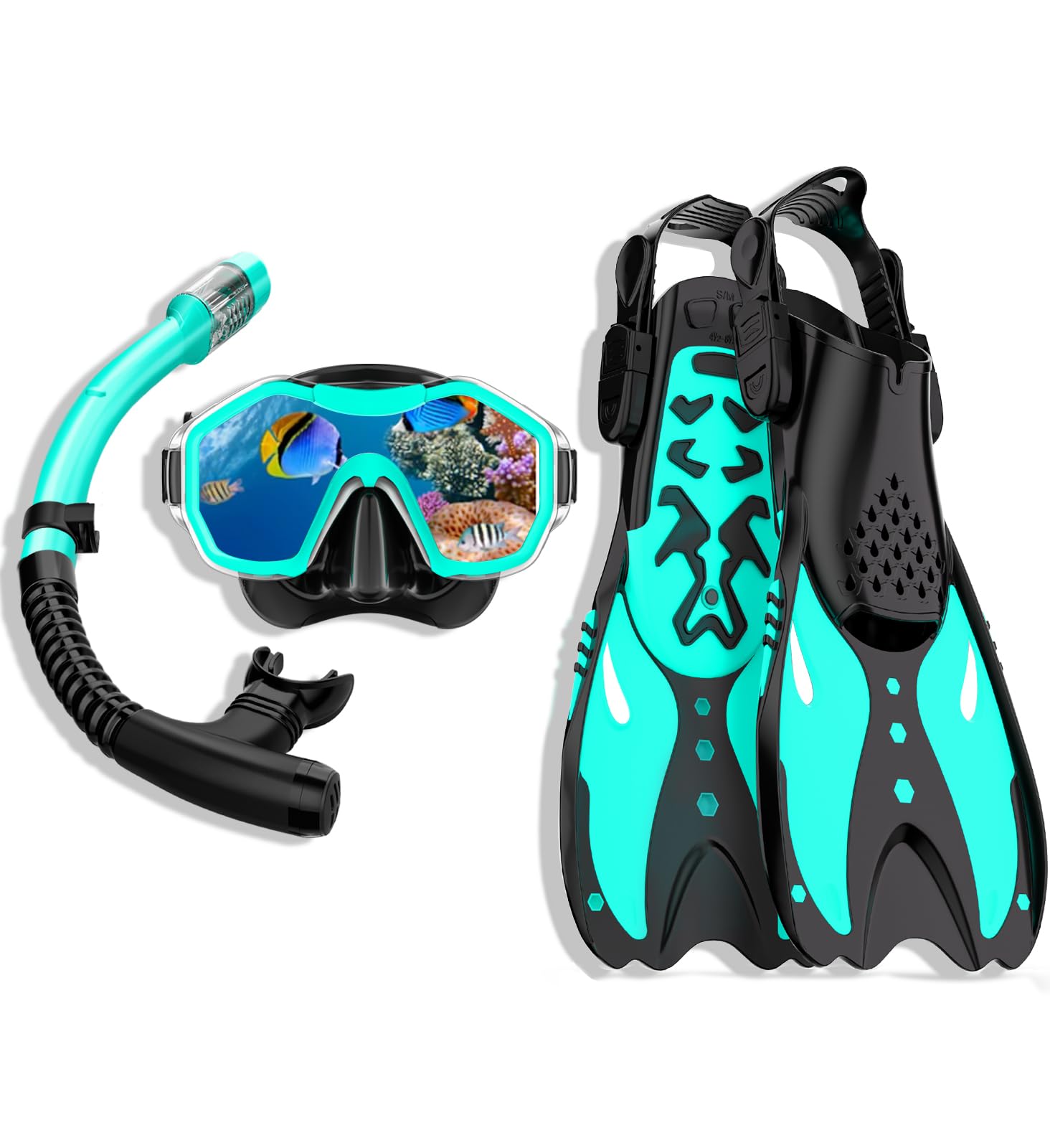 Sporzin Gafas Buceo Adulto con Aletas Buceo y Tubo Snorkel Mascara Buceo para Hombre y Mujer, Panorámica Antivaho de 180° Mascara Snorkel para Bucear y Nadar