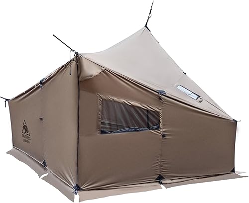 OneTigris COZSHACK - Tienda de campaña caliente, grande, espaciosa, para 4 personas, con gato de estufa, resistente al viento, impermeable, para