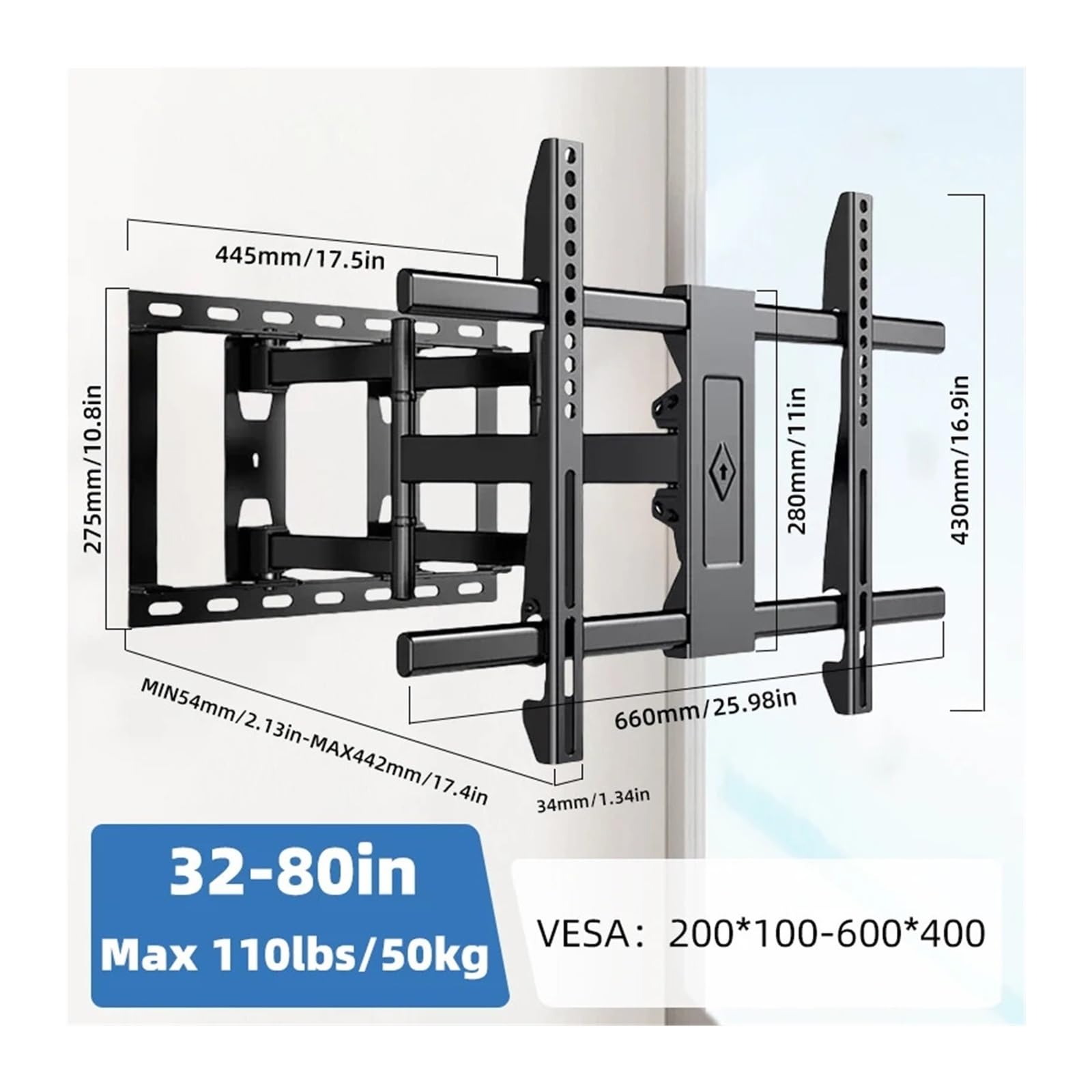 Soporte De Pared For TV De Movimiento Completo