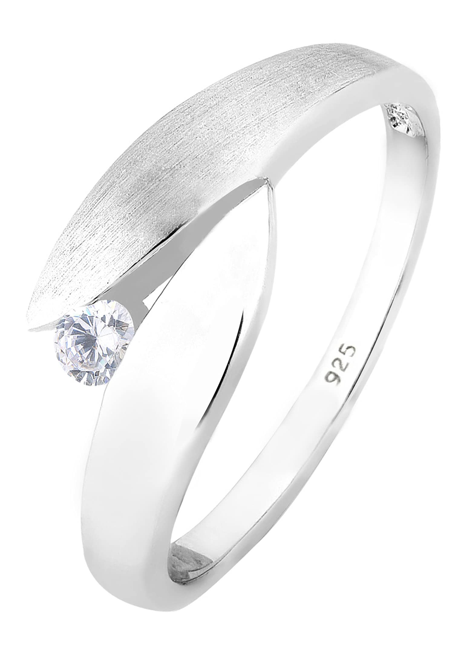 Elli Women's 925 Sterling Silver Xilion Cut Zirconia Ring, Size M