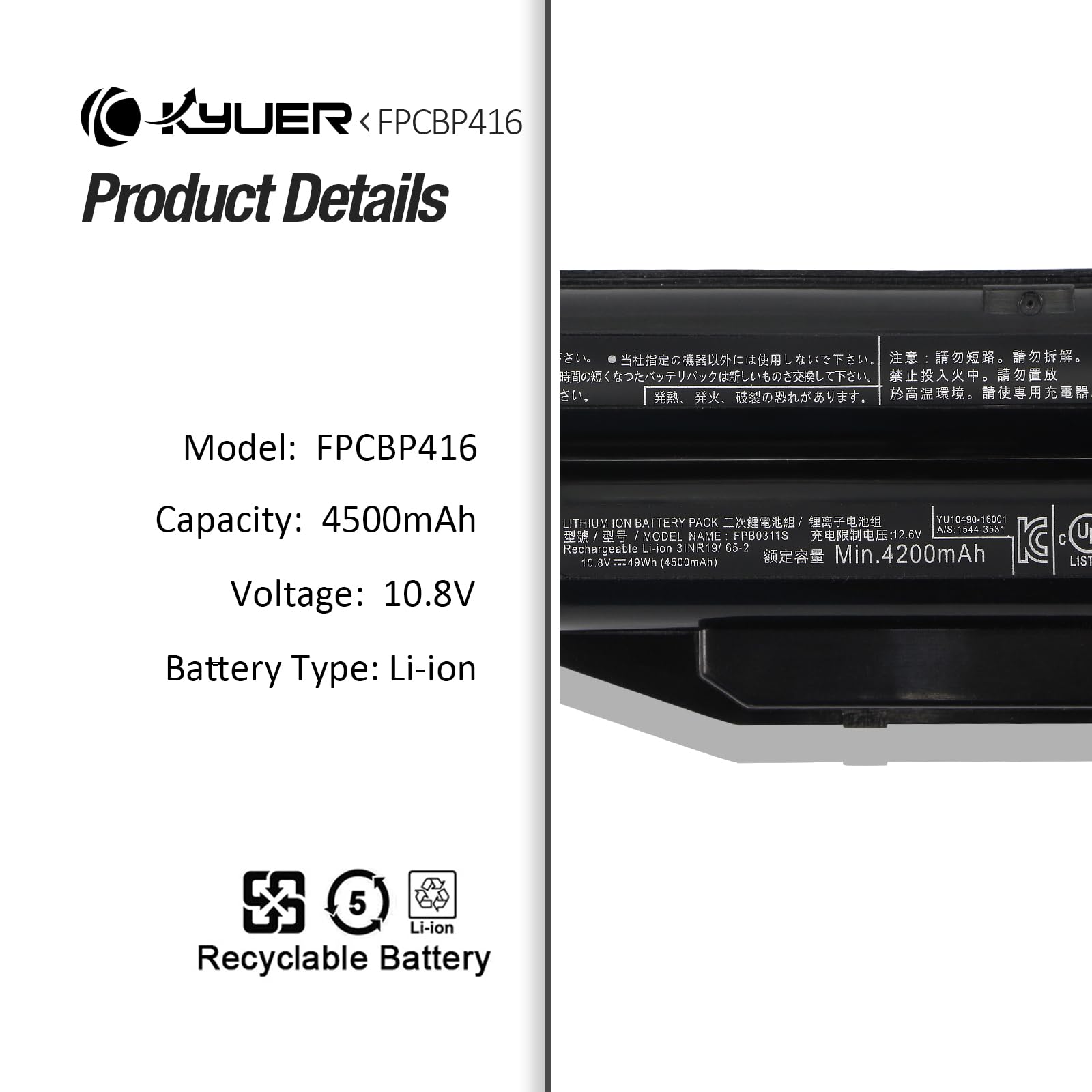 FPCBP416 FPCBP405 FPCBP429 FPCBP434 Batteria per Fujitsu LifeBook E733 E734 E736 E743 E744 E746 E753 E754 E756 A357 A359 A514 A544 A555 A557 AH544 AH564 S935 S937 S938 E544 E546 E547 E554 E556 E557