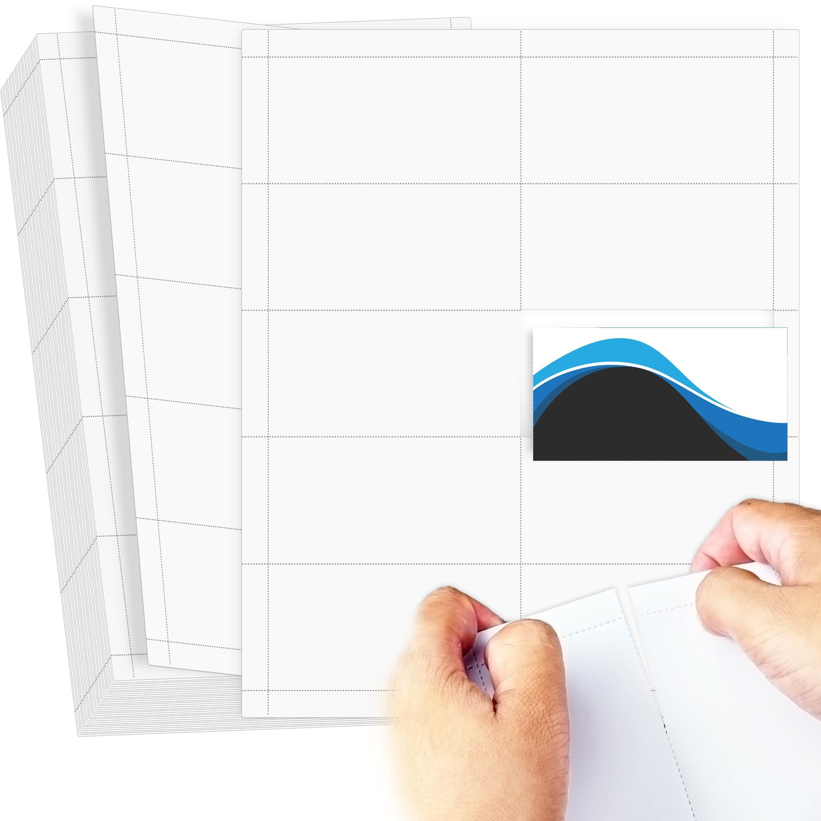 40 Pack Blank Business Card Paper, 10 Cards/Pack all 400 Cards, Perforated Card Stock Paper for Inkjet and Laser Printers, Double-sided Printing,